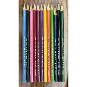 VTG WALLACE HANLEY COLORED PENCILS 12 PENCILS Art Retro Drawing 66R-12 Intense